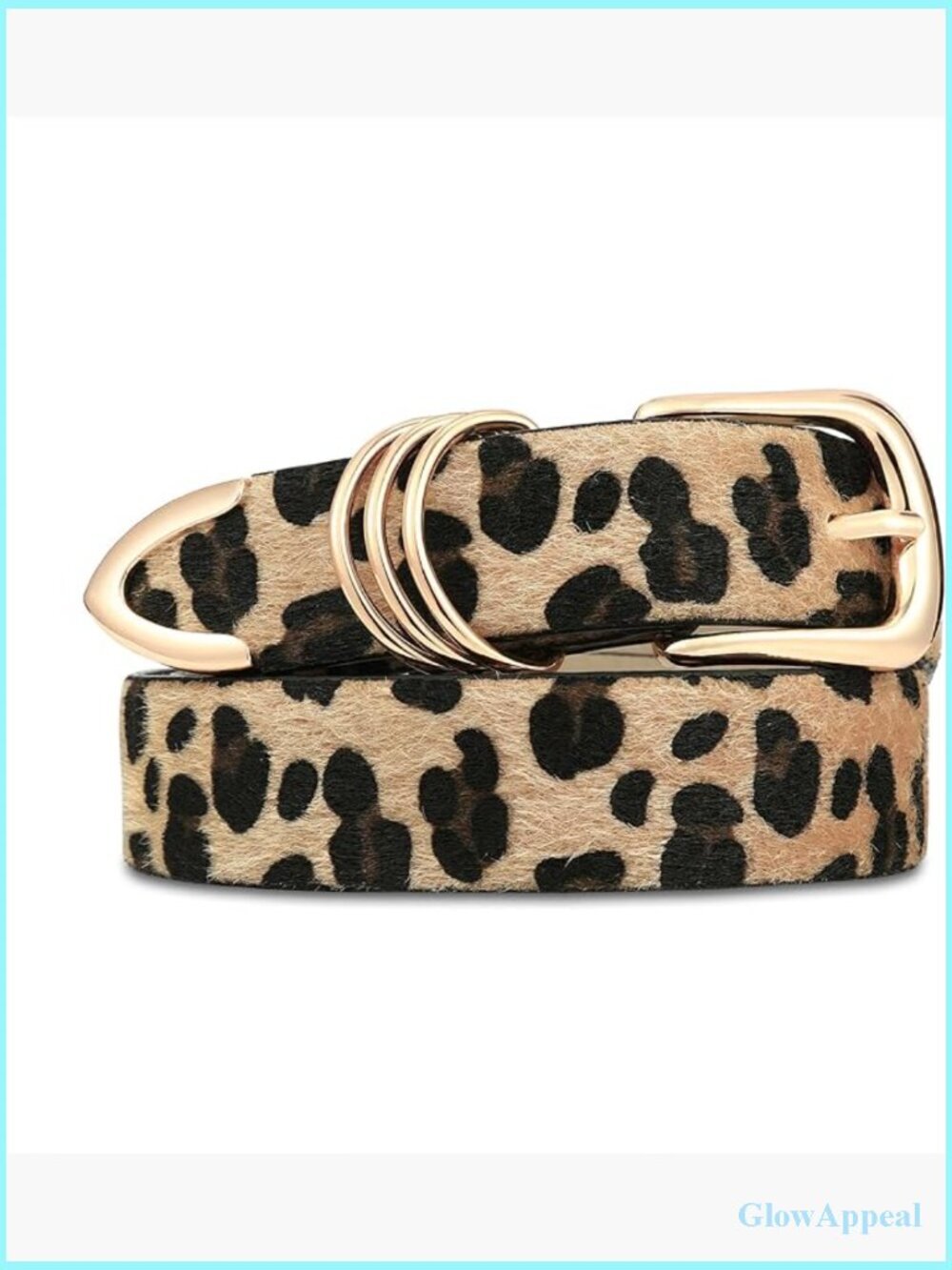 Women's Faux Leather Belt with Gold Buckle, Medium Width, Adult
